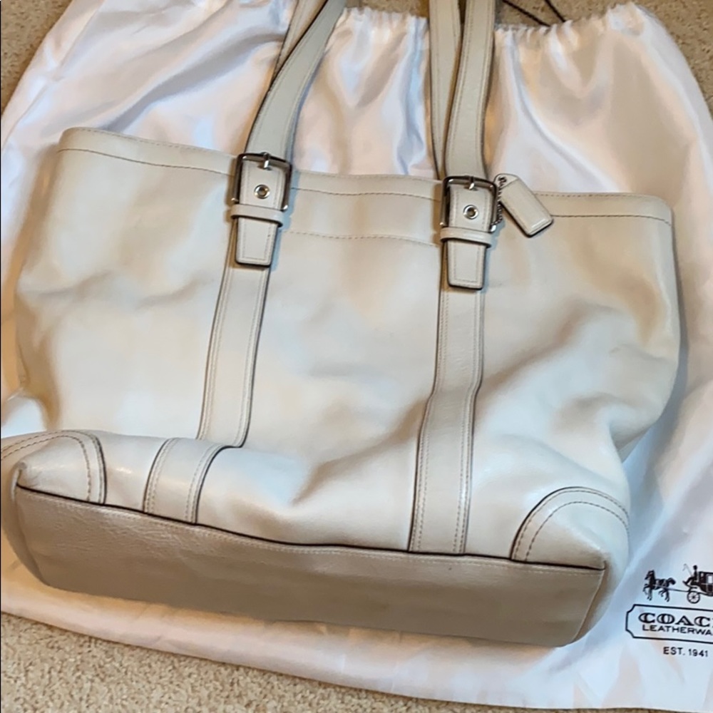 Cream Coach bag